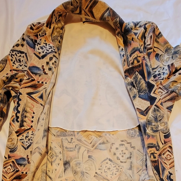 BRIGGS NY long length one button close patterned blazer jacket - Picture 8 of 12